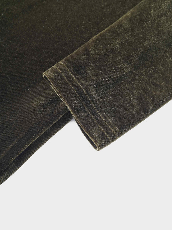 Velour Mock Neck Turtleneck-Green