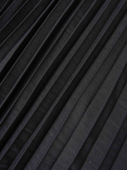 Elastic Waist Micro Pleat Skirt-Denim Black