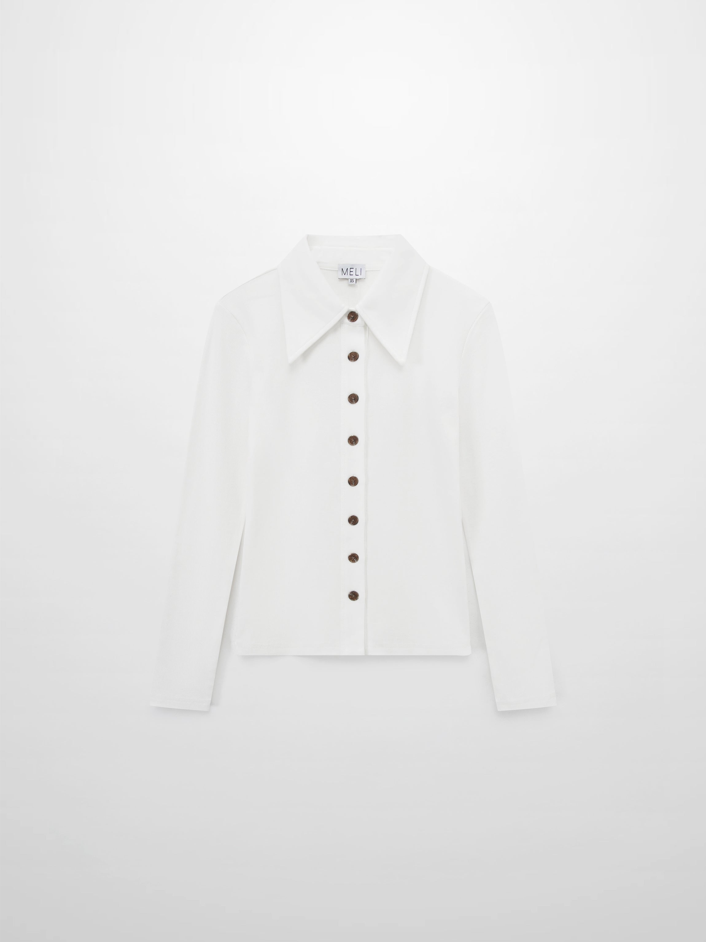 Ribbed Button Down Shirt-White