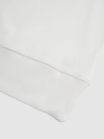 Ribbed Crew Bomber-White