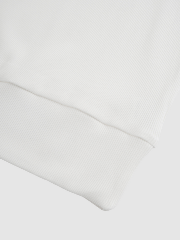 Ribbed Crew Bomber-White