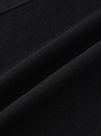 Seamed Full Denim Skirt-Black