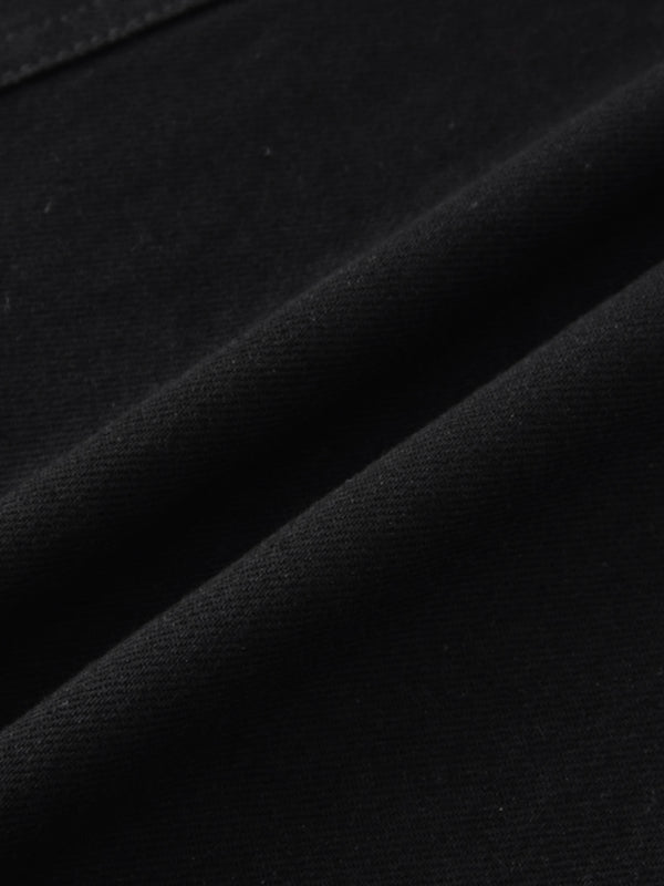 Seamed Full Denim Skirt-Black