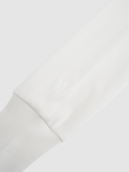 Ribbed Crew Bomber-White