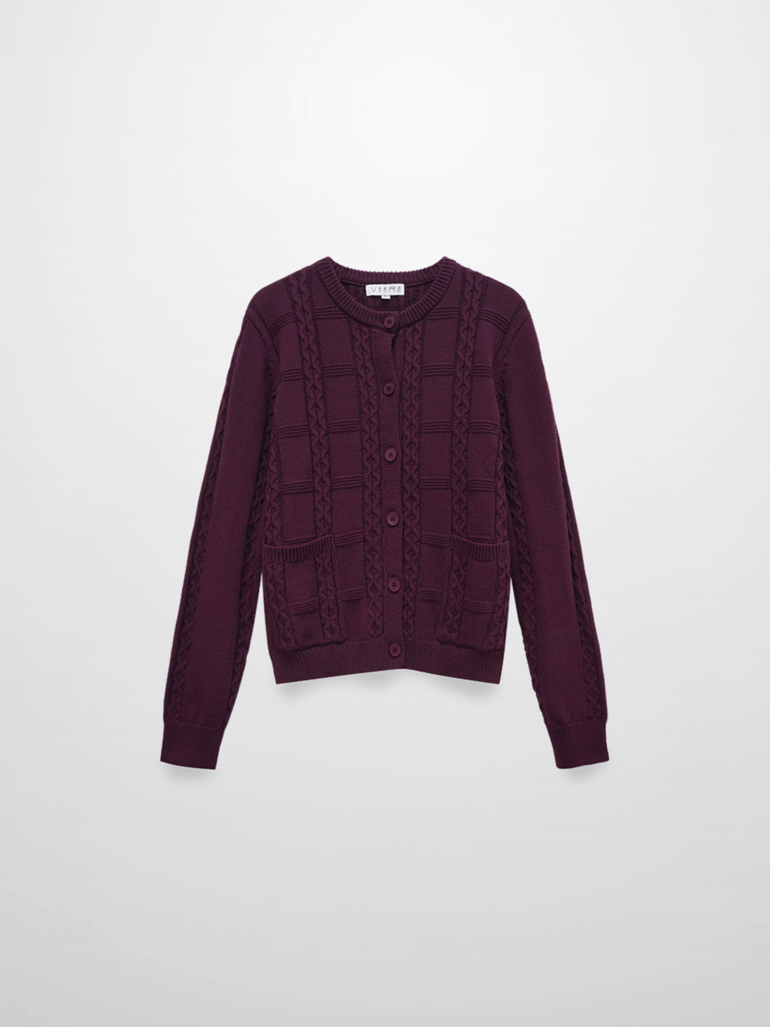 Cable Design Cardigan-Burgundy