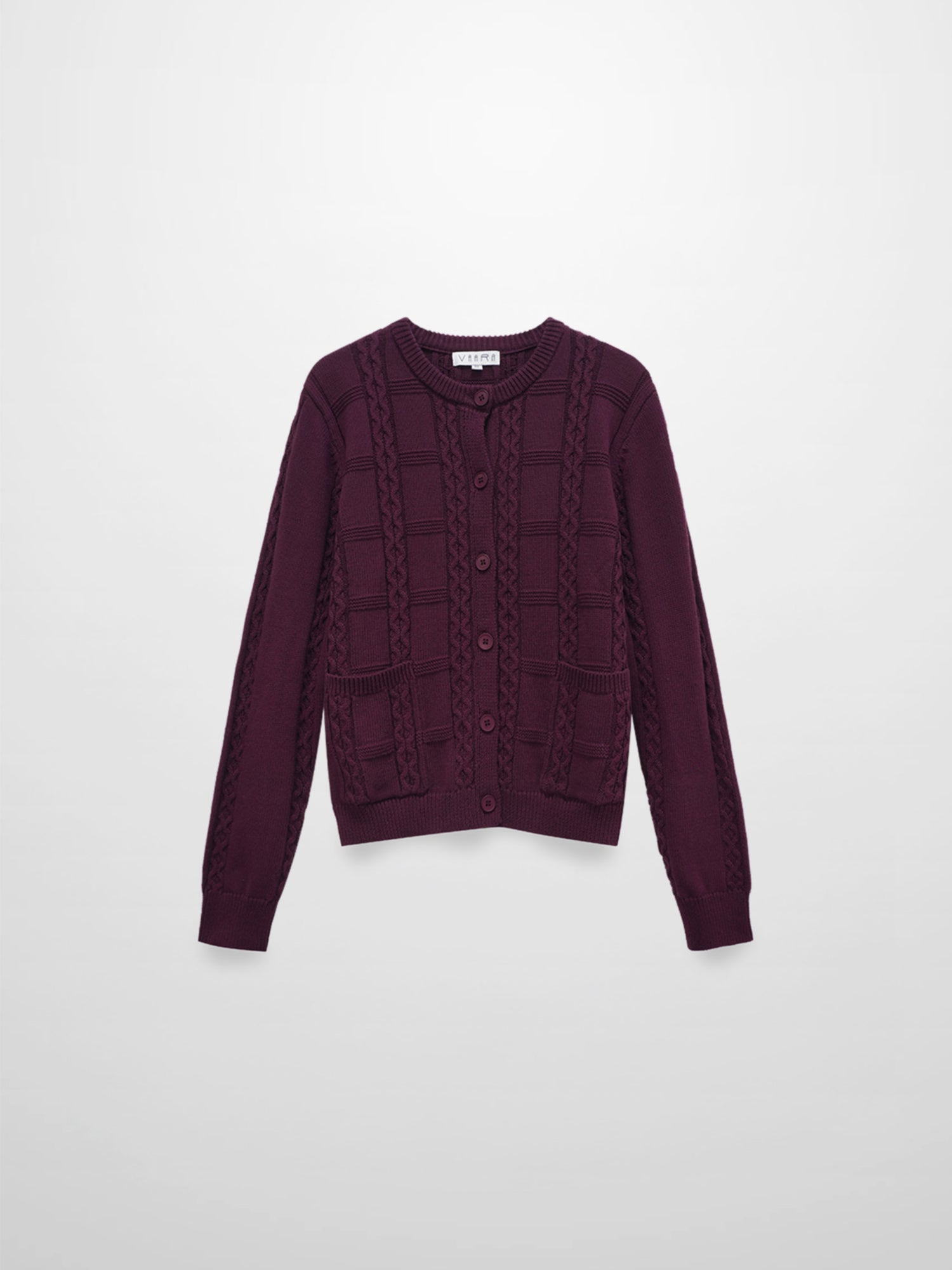 Cable Design Cardigan-Burgundy