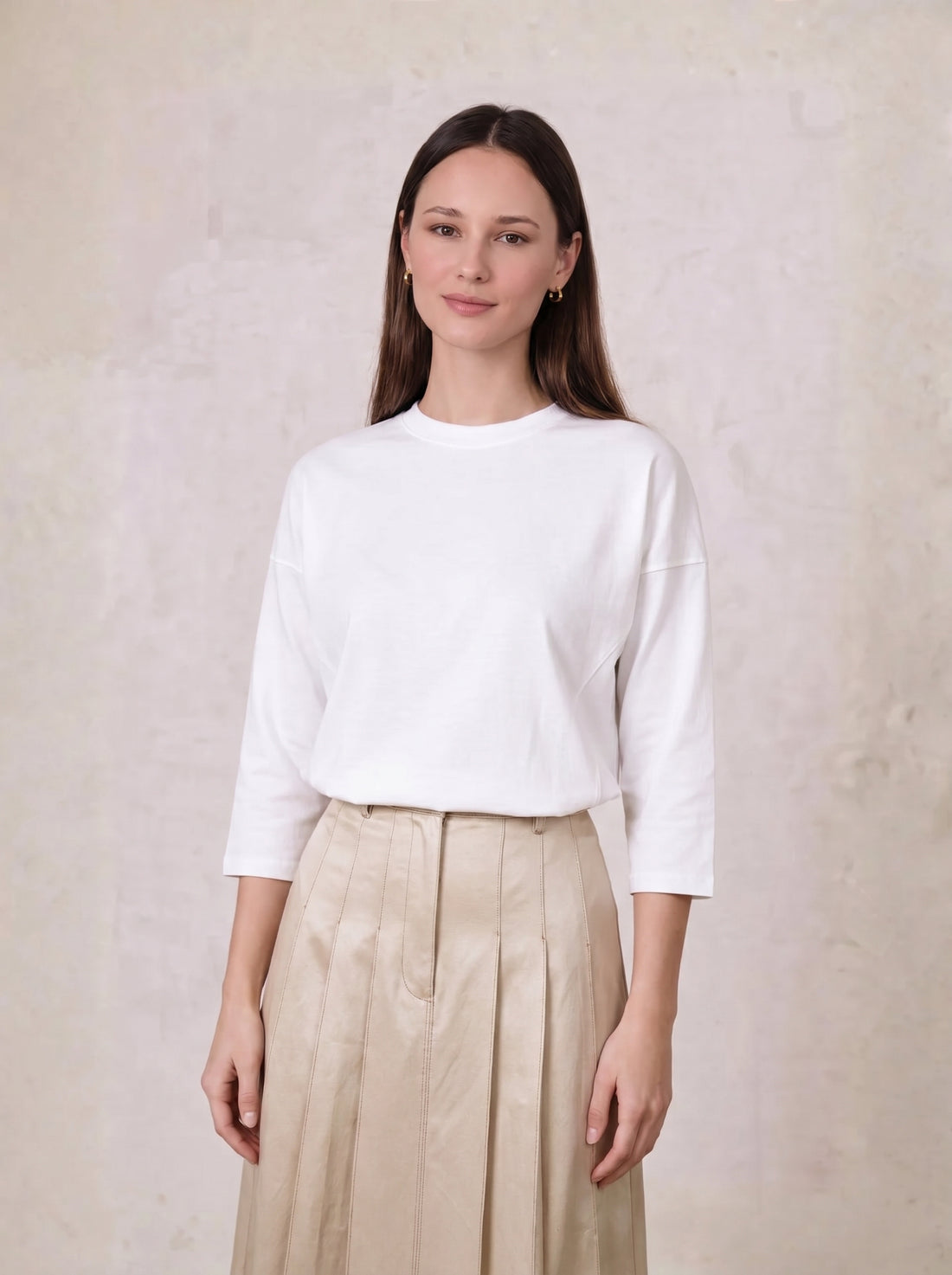 Side Seam Boxy Tee-White