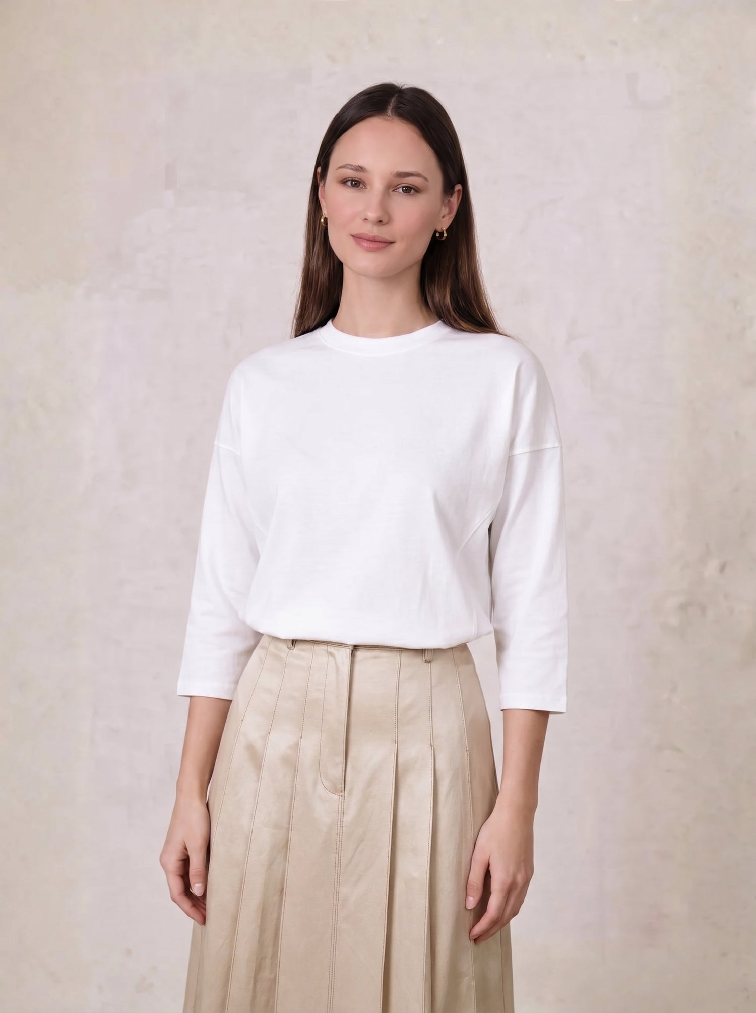 Side Seam Boxy Tee-White