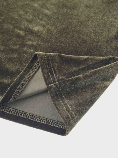 Velour Mock Neck Turtleneck-Green