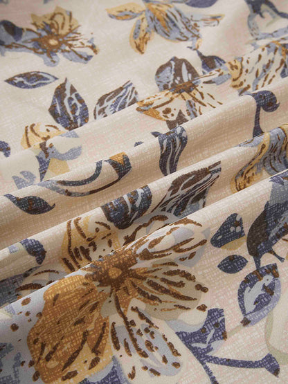 Gathered Overlay Skirt-Oatmeal Floral