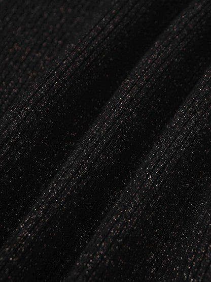 Lurex Ribbed Sweater-Black