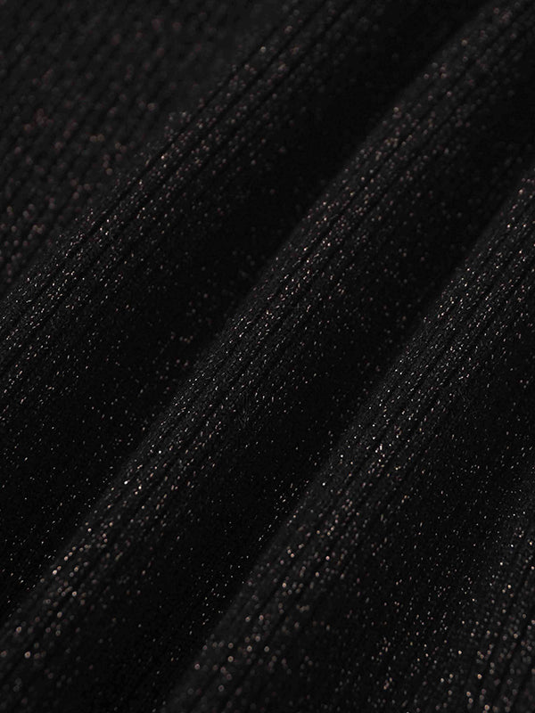 Lurex Ribbed Sweater-Black