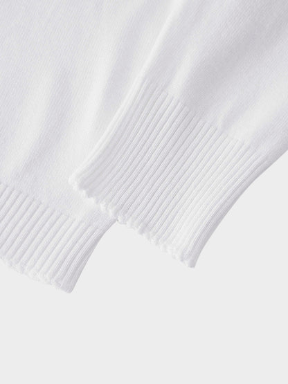 Trim Detail Crew Crop Cardigan-White