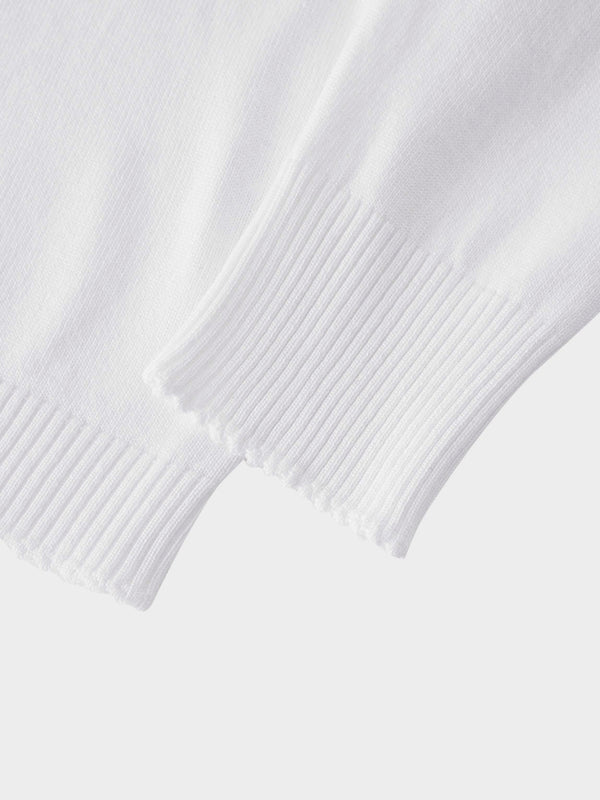 Trim Detail Crew Crop Cardigan-White