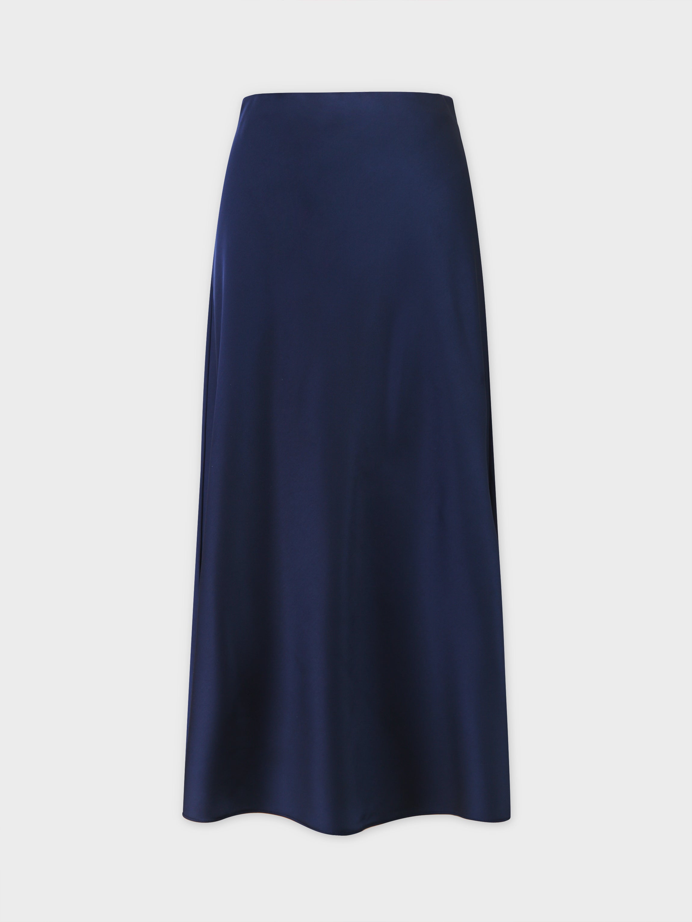 Solid Satin Slip Skirt-Navy