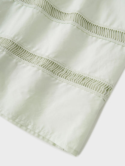 Border Cut Out Yoke Skirt-Mint