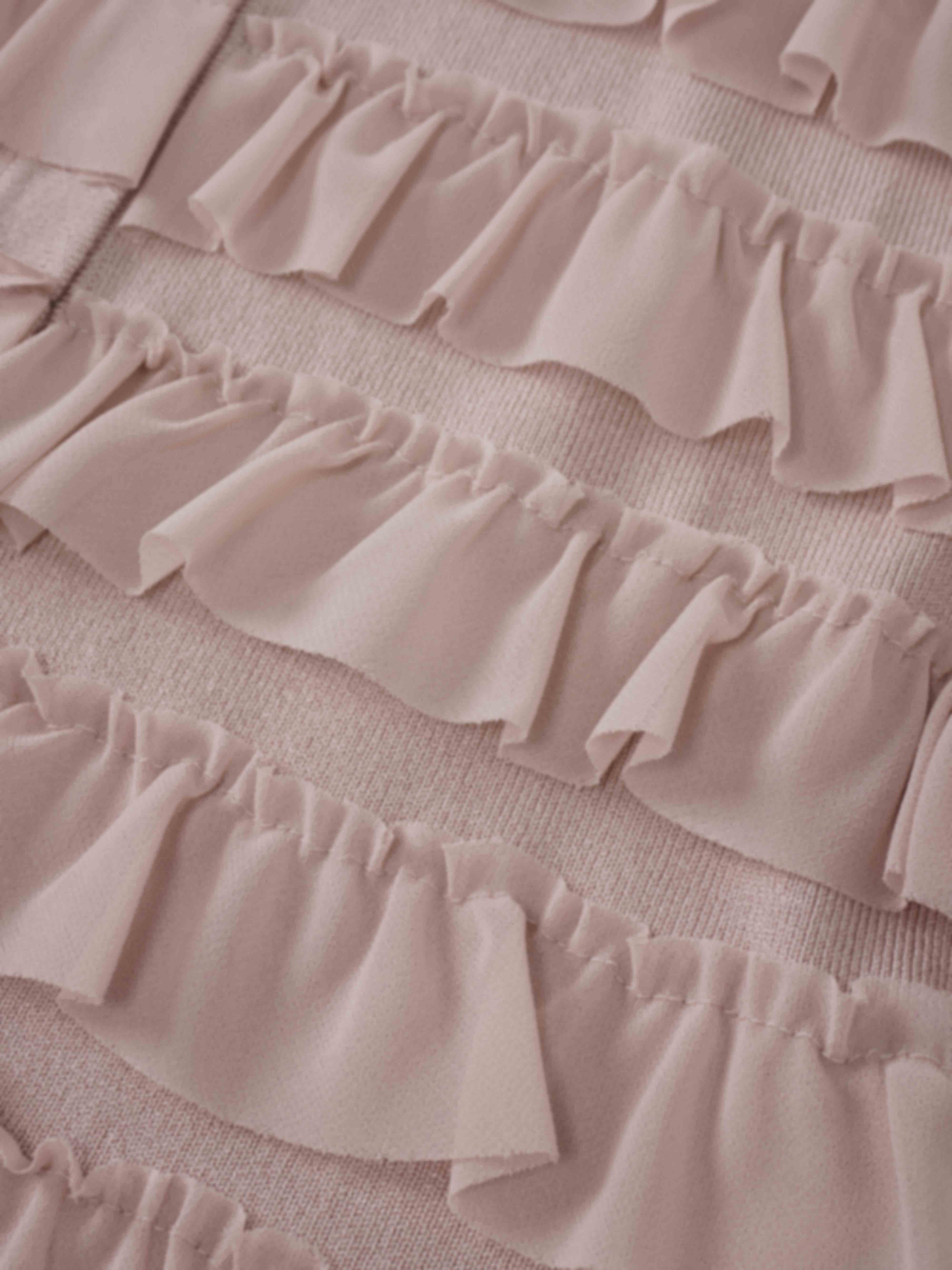 Ruffle Design Cardigan-Mauve