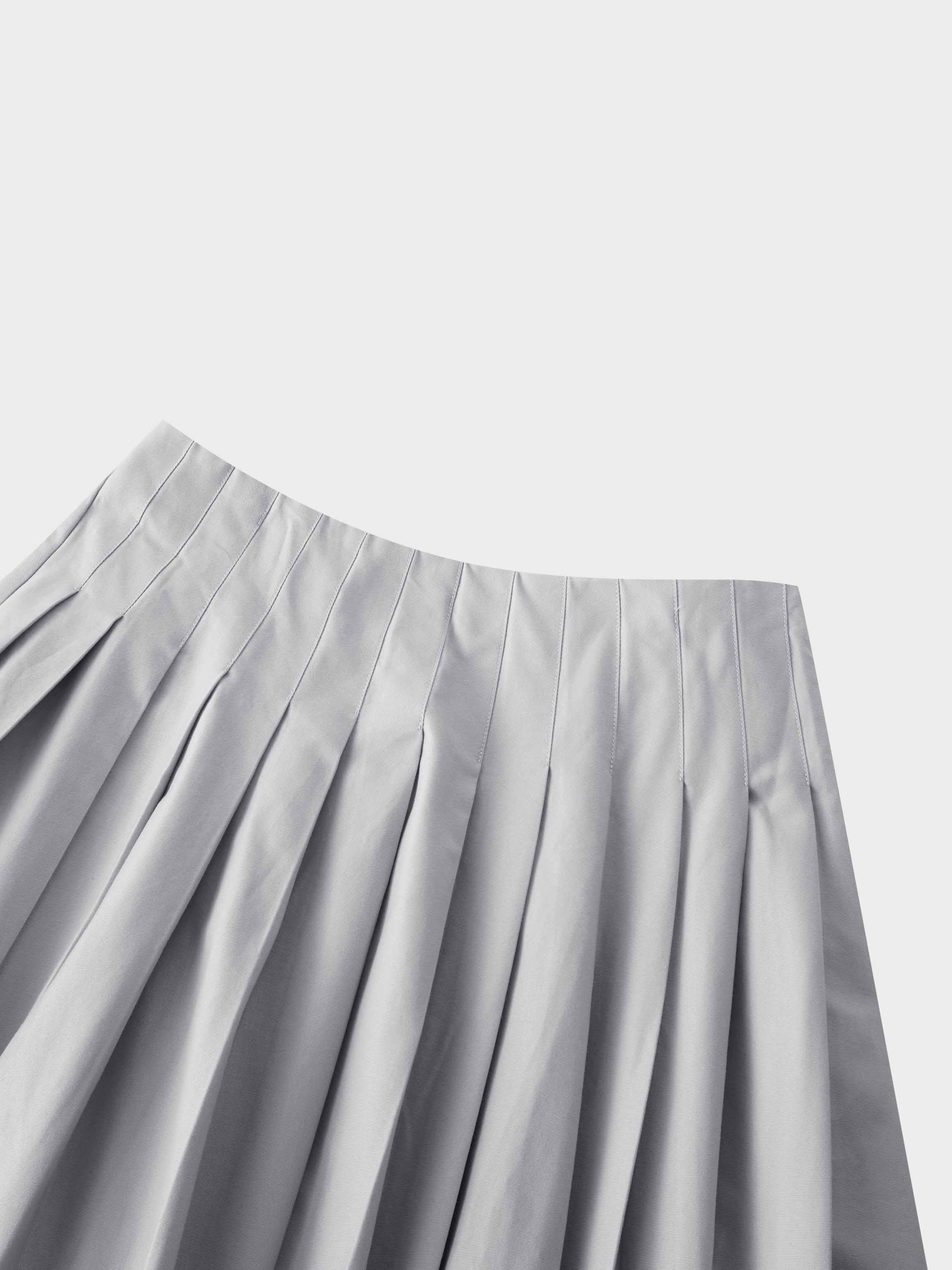 Full Pleated Skirt-Ice Grey