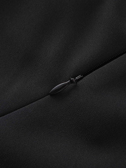 Crepe Slip Dress-Black