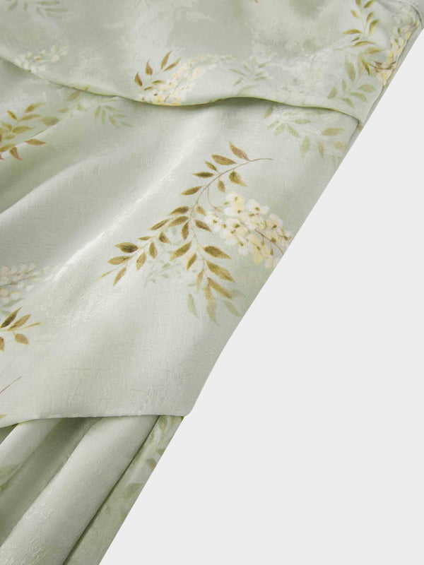 Gathered Overlay Skirt-Mint Floral