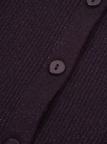 Lurex Ribbed Sweater-Purple