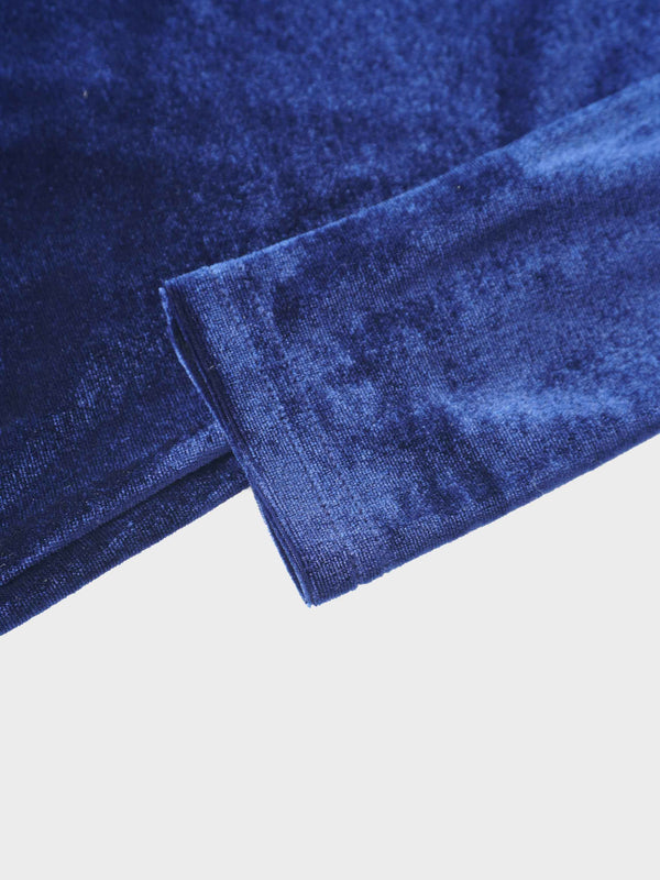 Velour Mock Neck Turtleneck-Navy