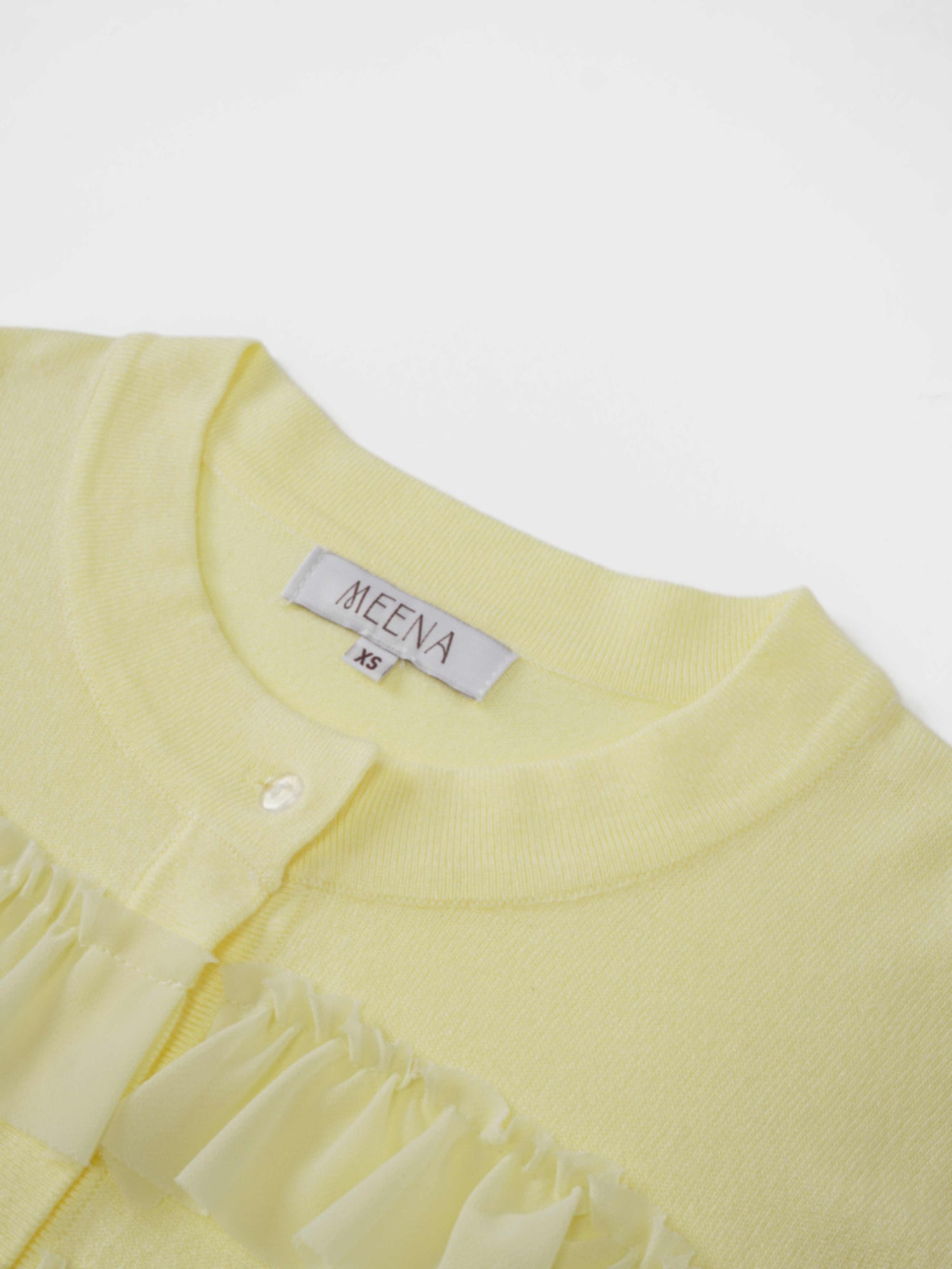 Ruffle Design Cardigan-Butter