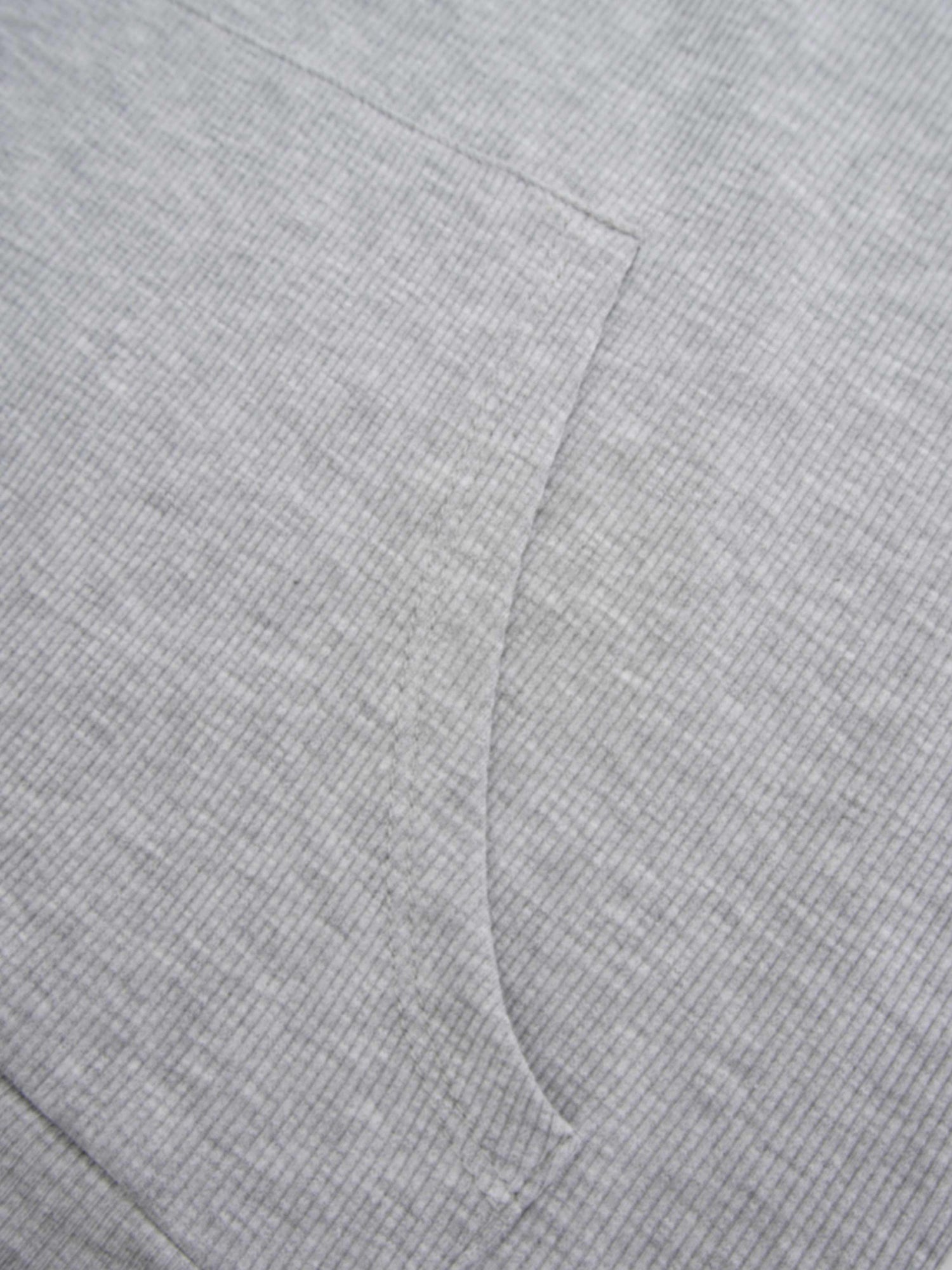 Ribbed Half Zip Hoodie Tee-Grey