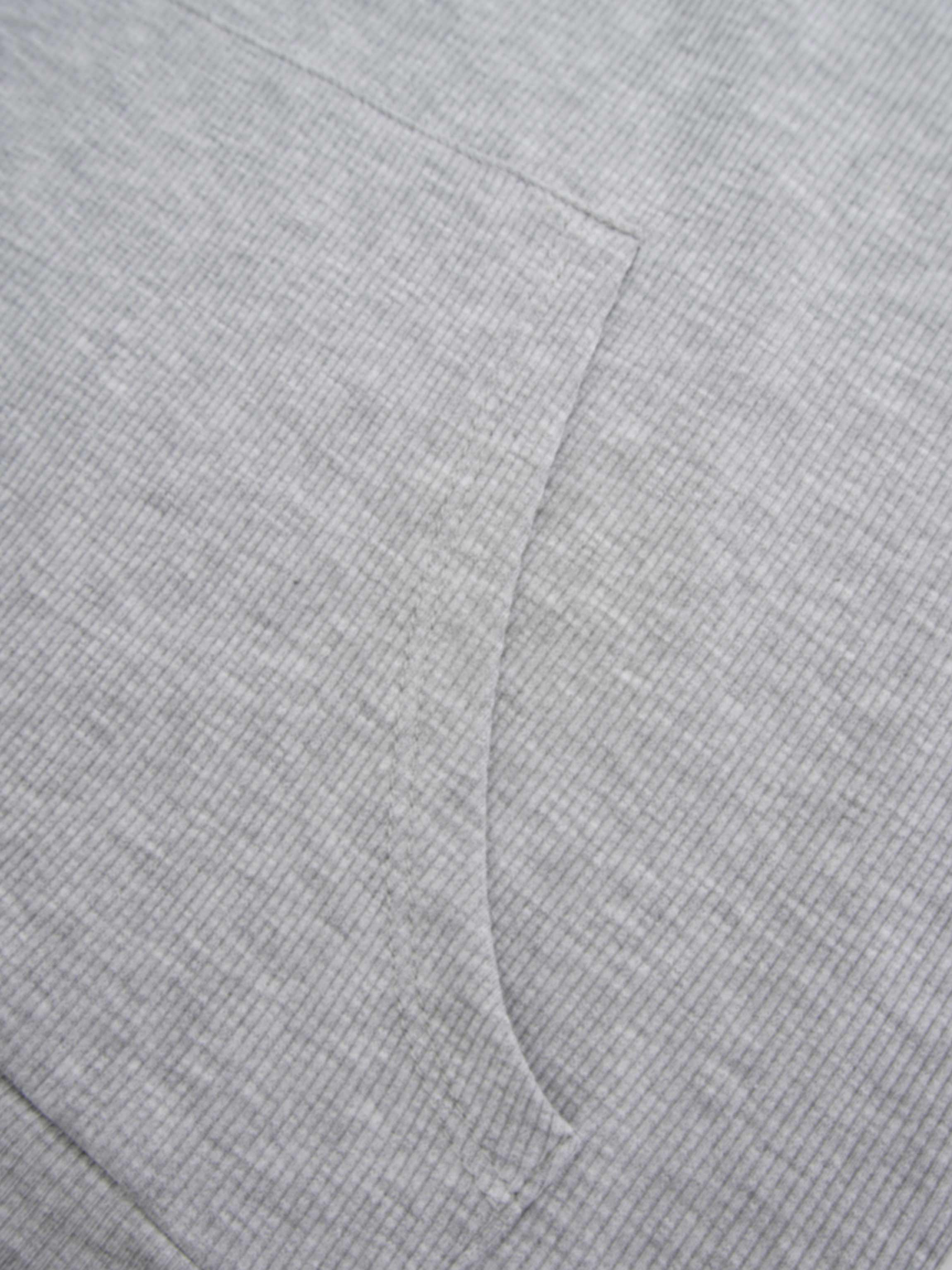 Ribbed Half Zip Hoodie Tee-Grey