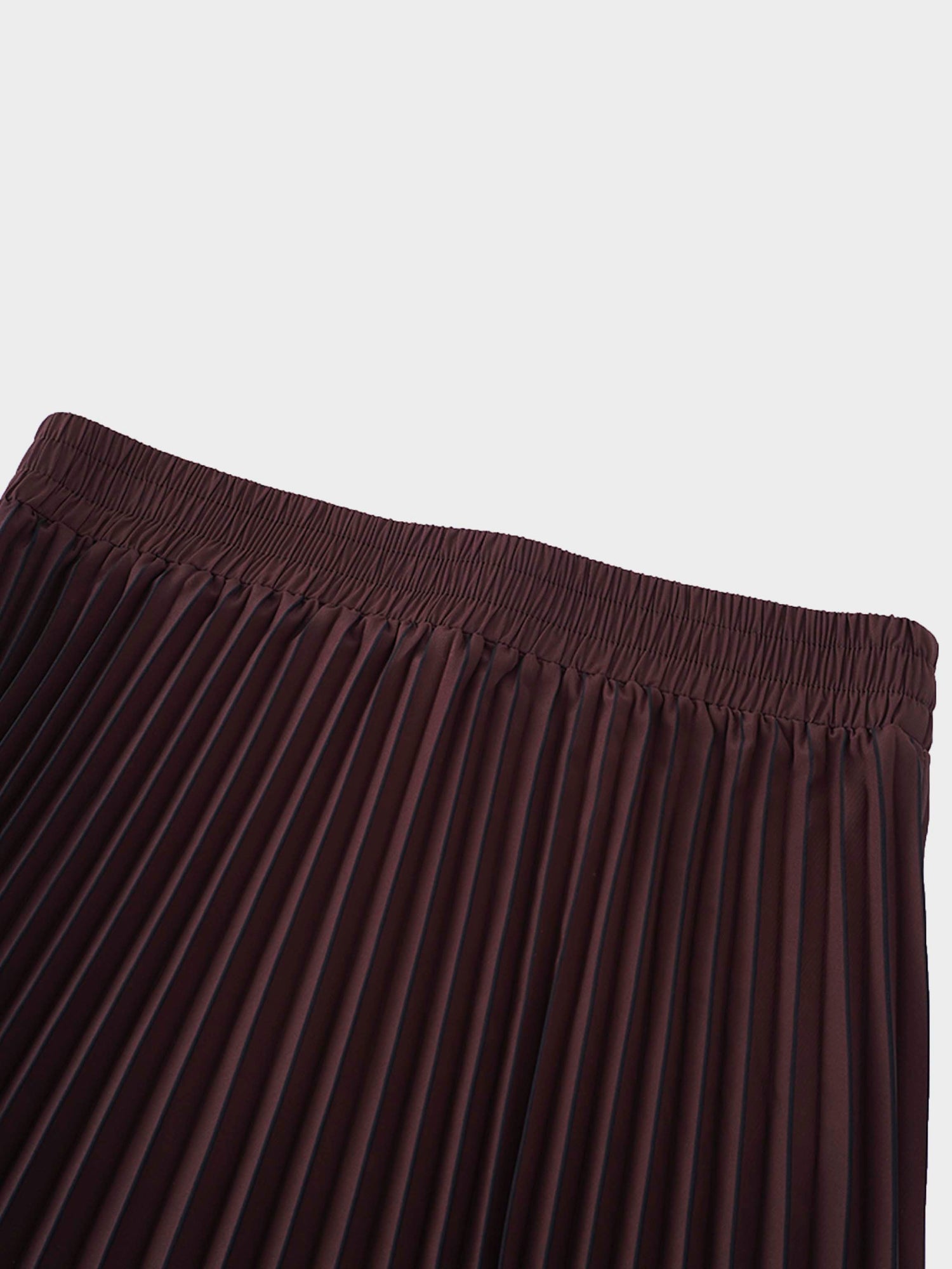 Elastic Waist Printed Pleated Skirt-Brown Chevron Border