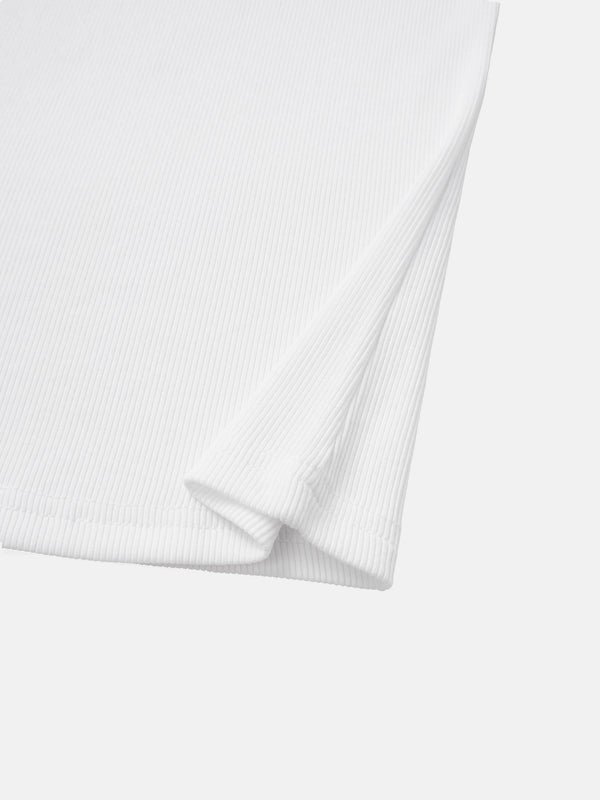 RIBBED CREW SLEEVELESS SHELL-WHITE