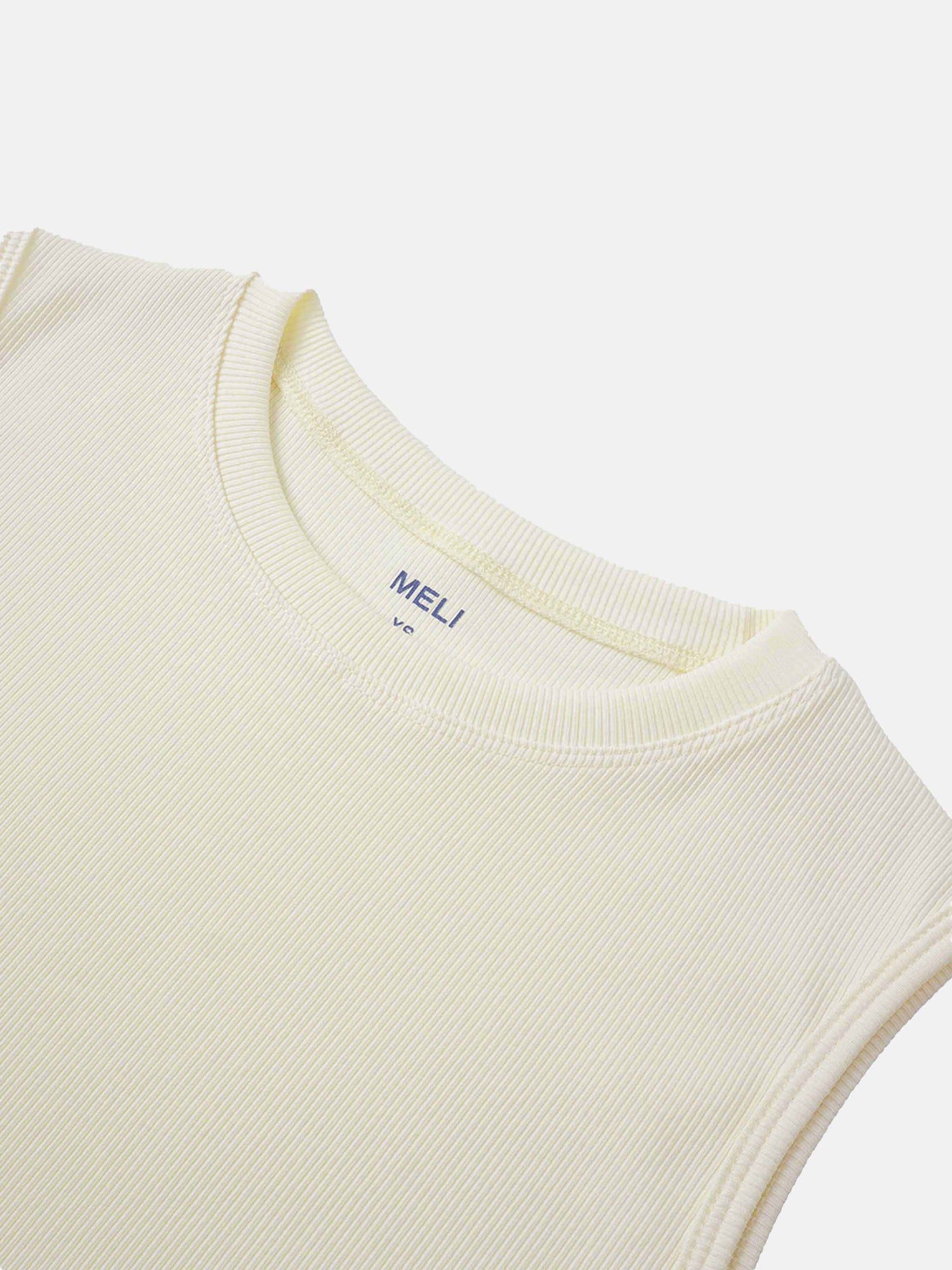 RIBBED CREW SLEEVELESS SHELL-CREAM