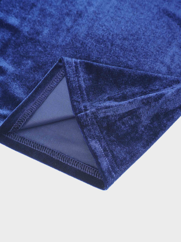 Velour Mock Neck Turtleneck-Navy