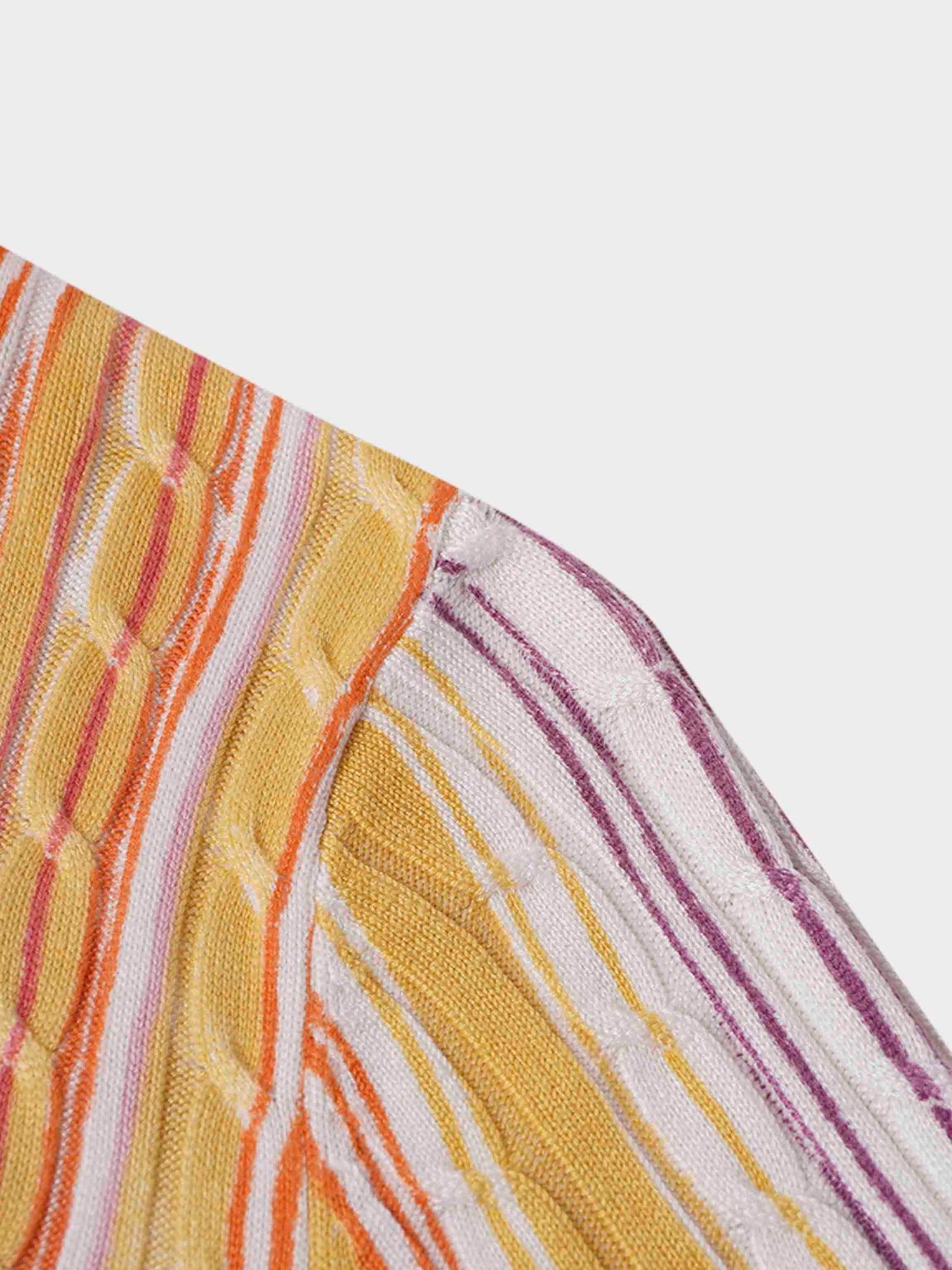 Printed Cable Knit Sweater-Pastel Stripes