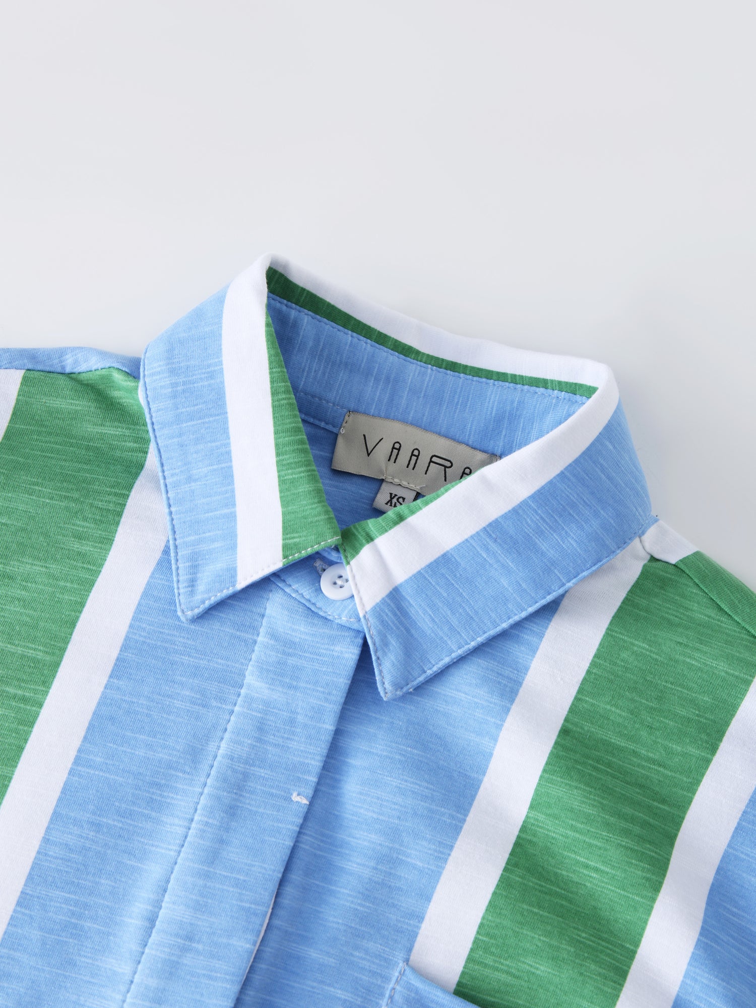 Blouse T-shirt-Green/Blue Stripe