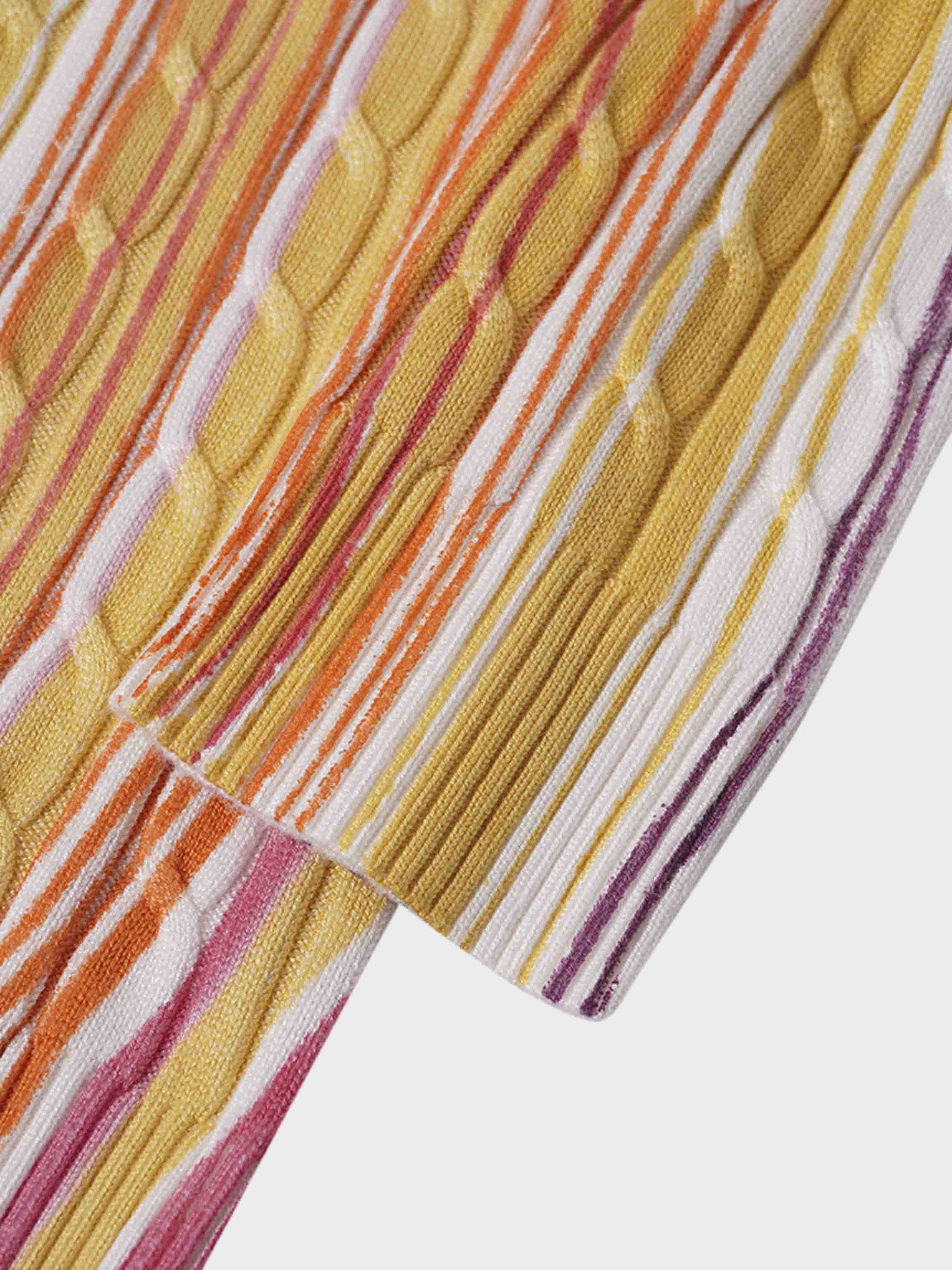 Printed Cable Knit Sweater-Pastel Stripes