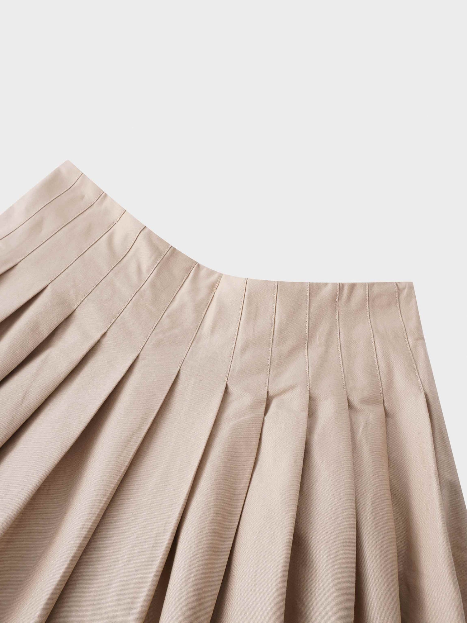 Full Pleated Skirt-Tan