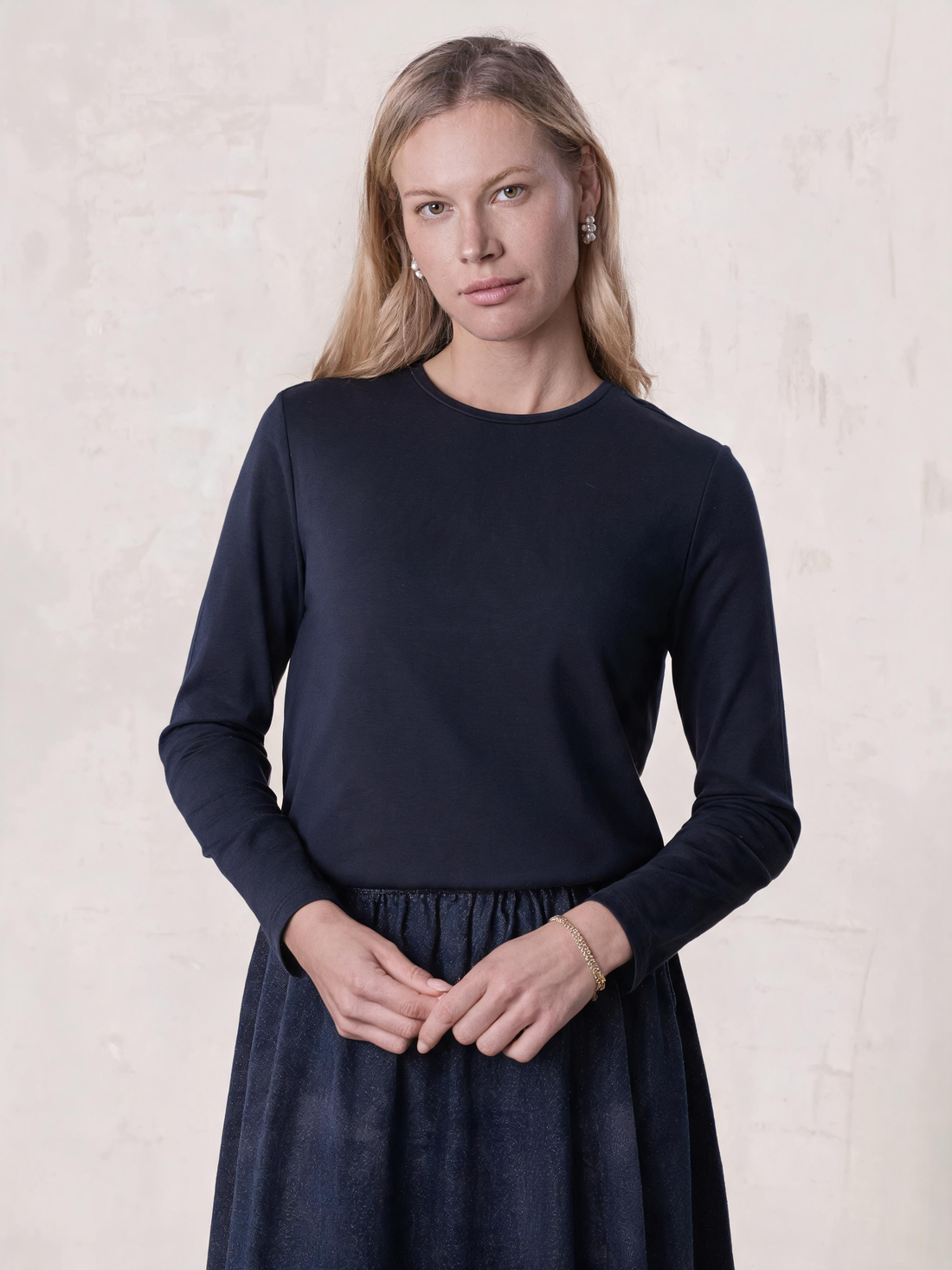 Crew Bomber Tee-Deep Navy