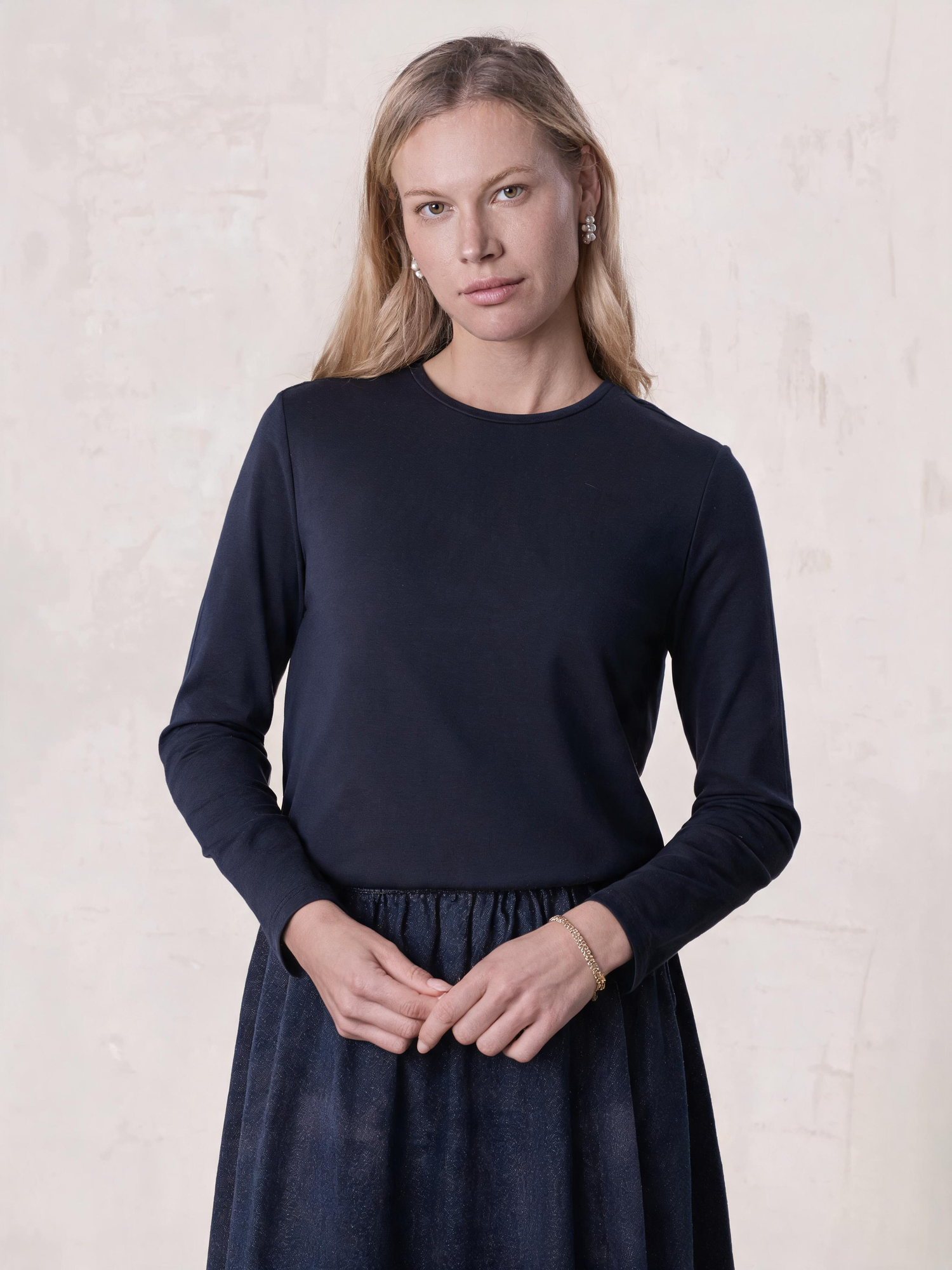 Crew Bomber Tee-Deep Navy