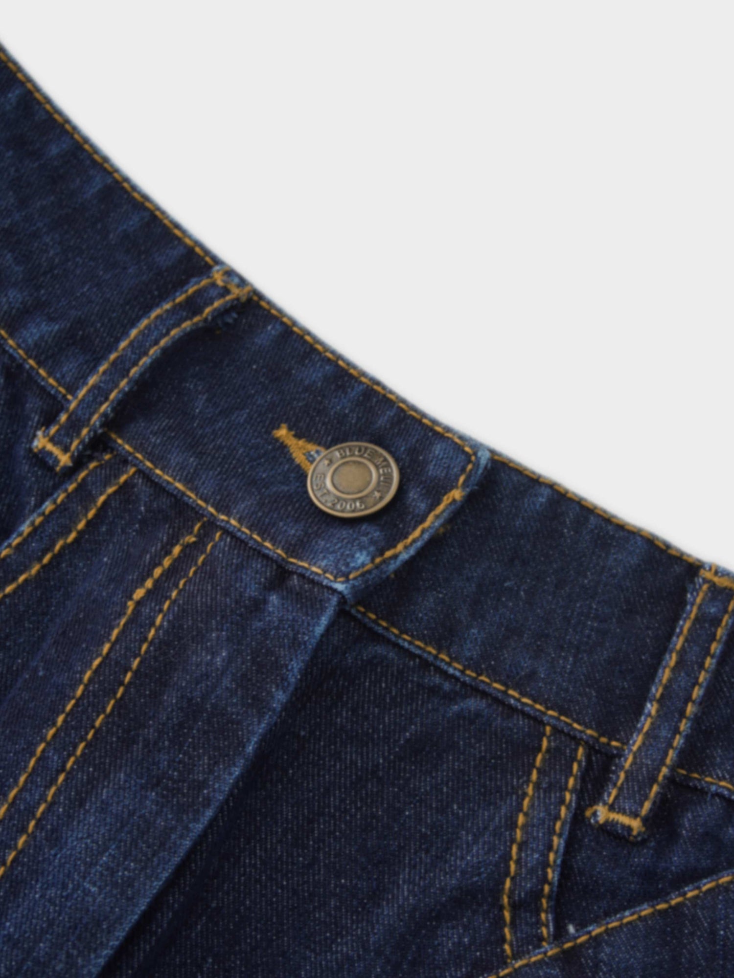 Stitched Design Denim Skirt-Dark Blue