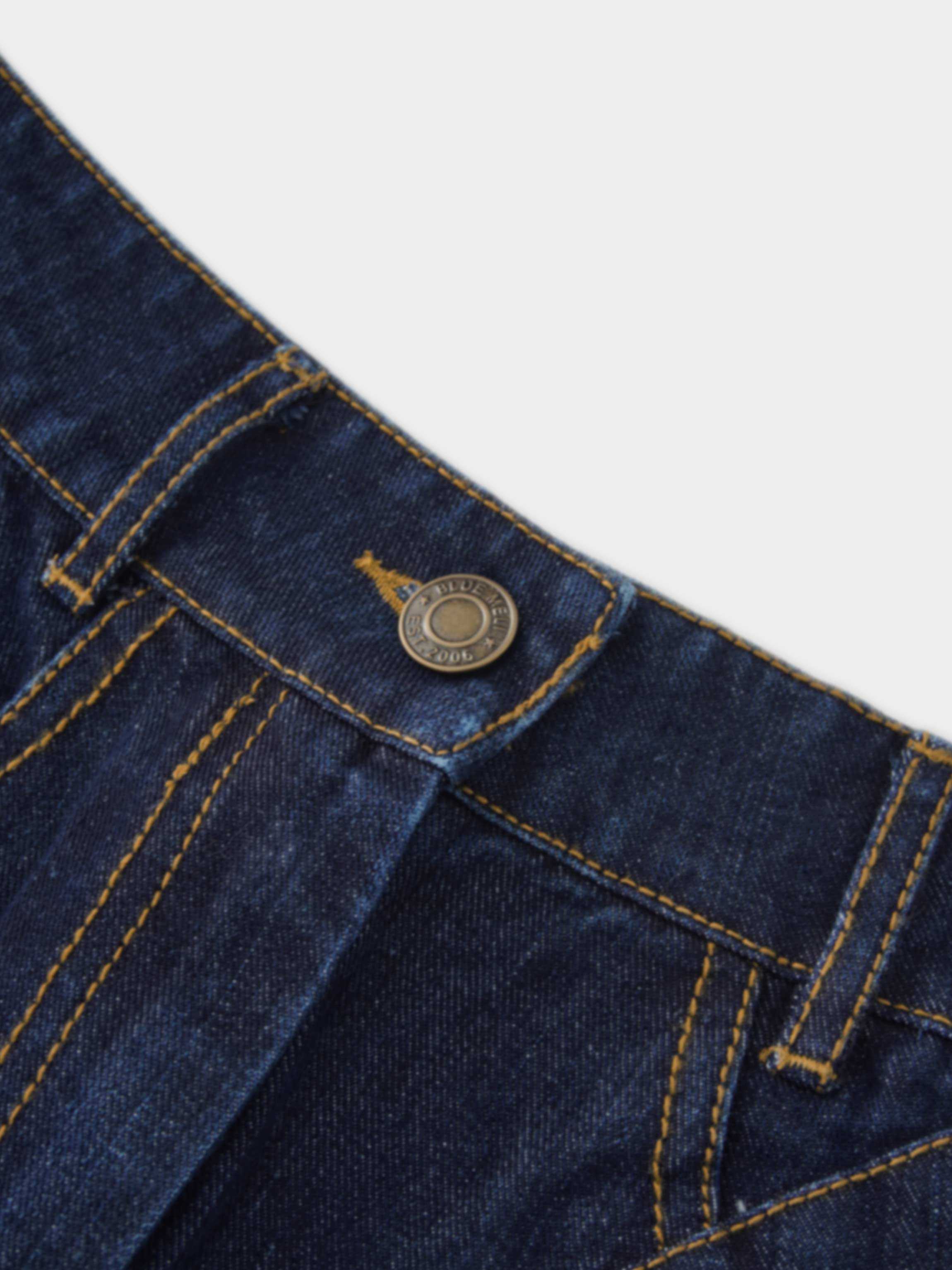 Stitched Design Denim Skirt-Dark Blue