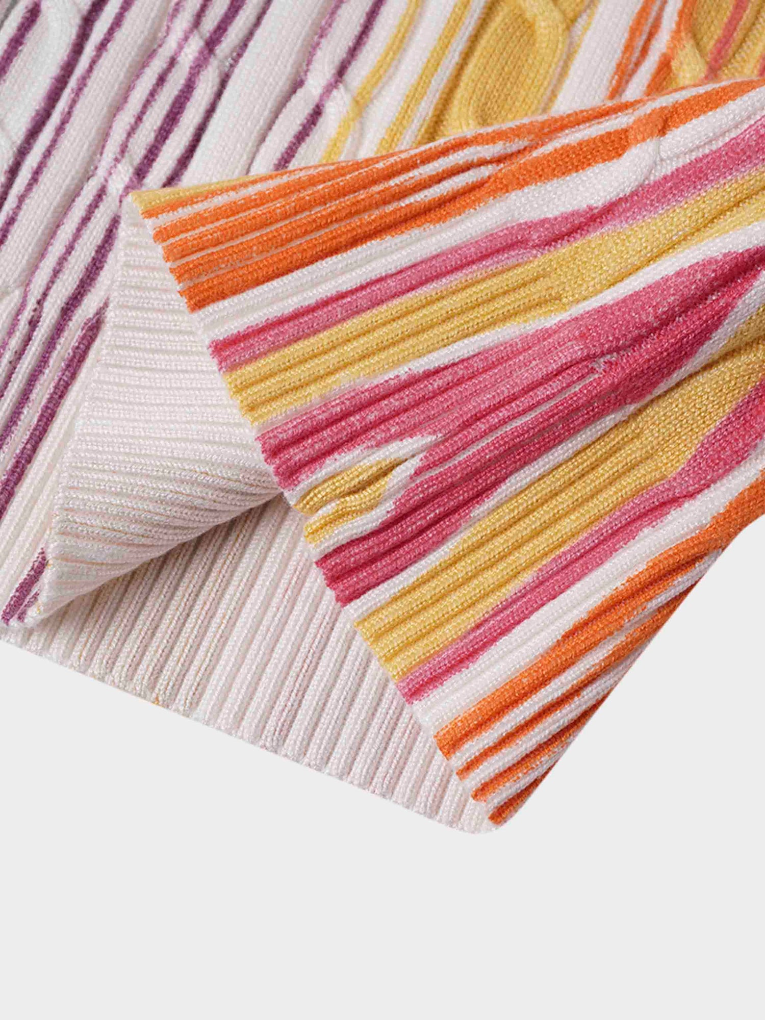 Printed Cable Knit Sweater-Pastel Stripes