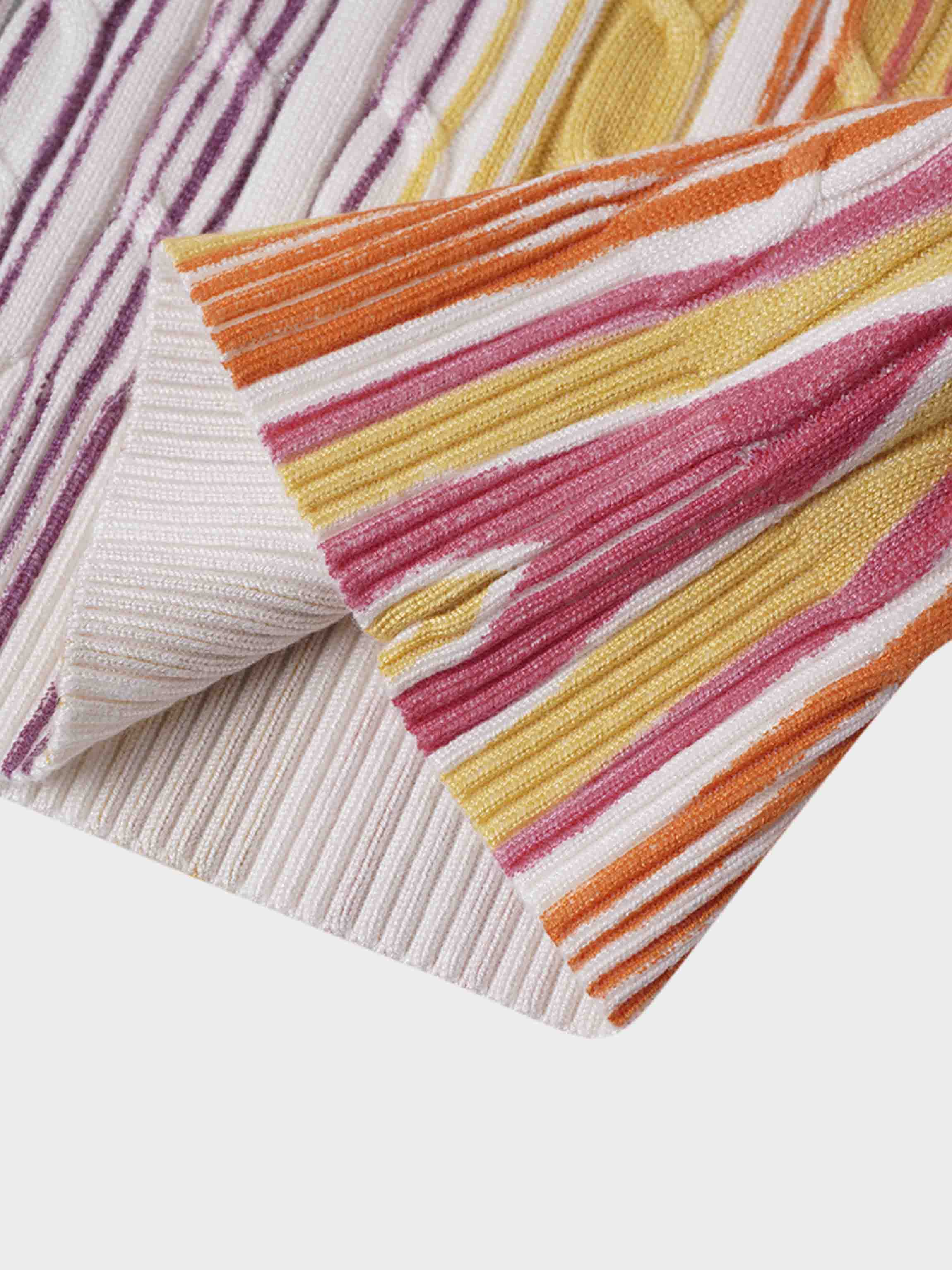 Printed Cable Knit Sweater-Pastel Stripes