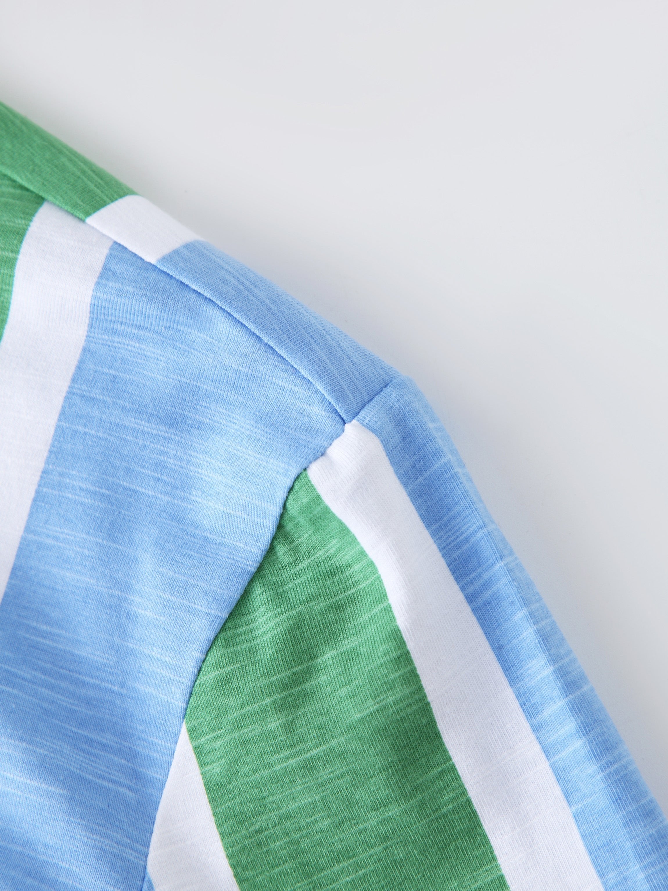 Blouse T-shirt-Green/Blue Stripe