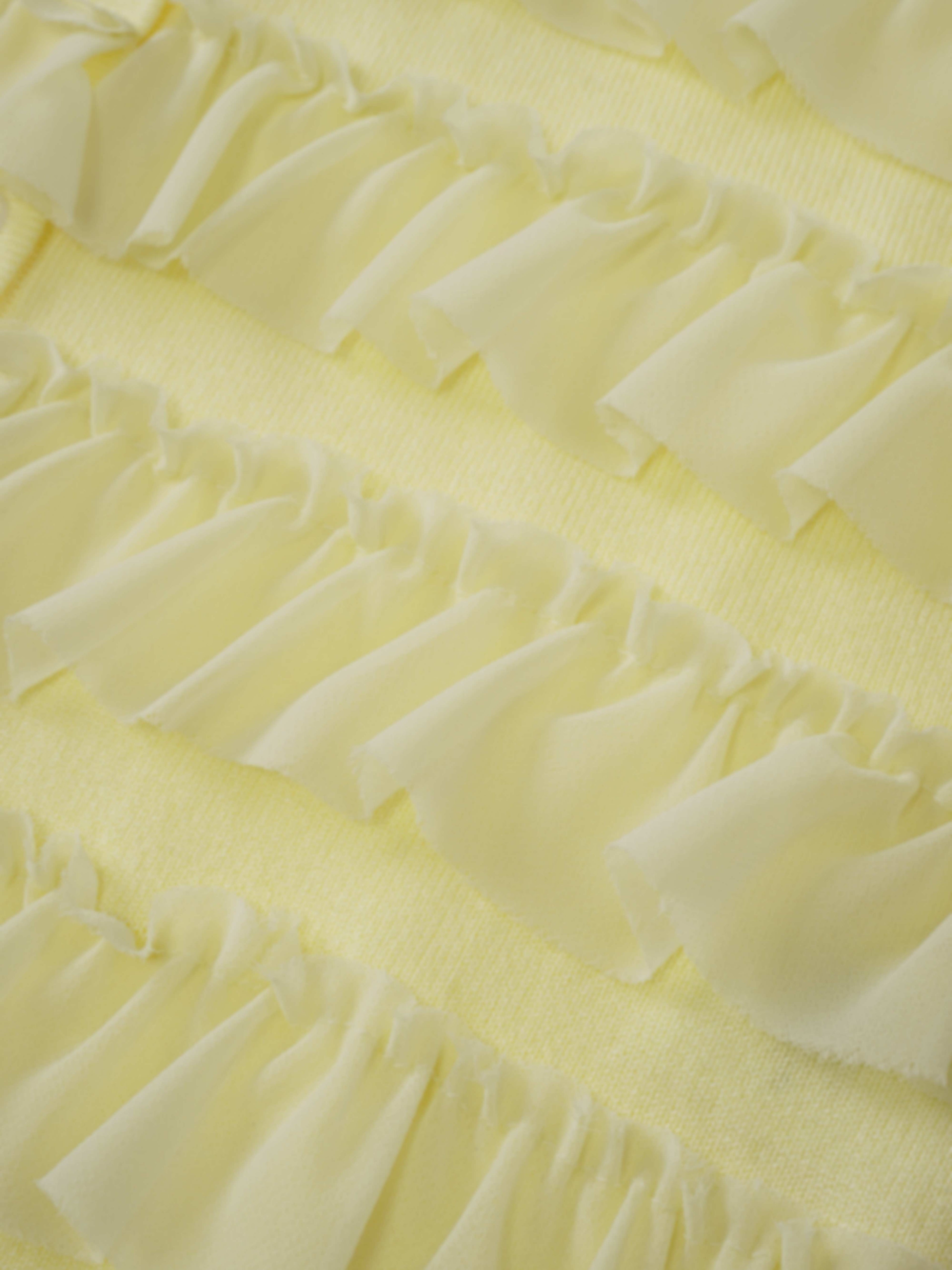 Ruffle Design Cardigan-Butter