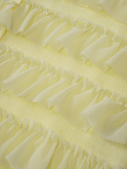 Ruffle Design Cardigan-Butter