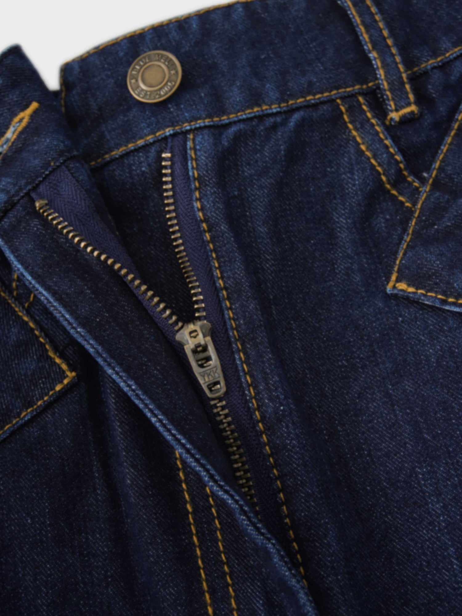 Stitched Design Denim Skirt-Dark Blue