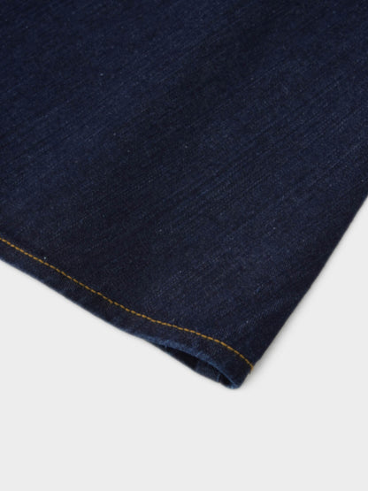 Stitched Design Denim Skirt-Dark Blue