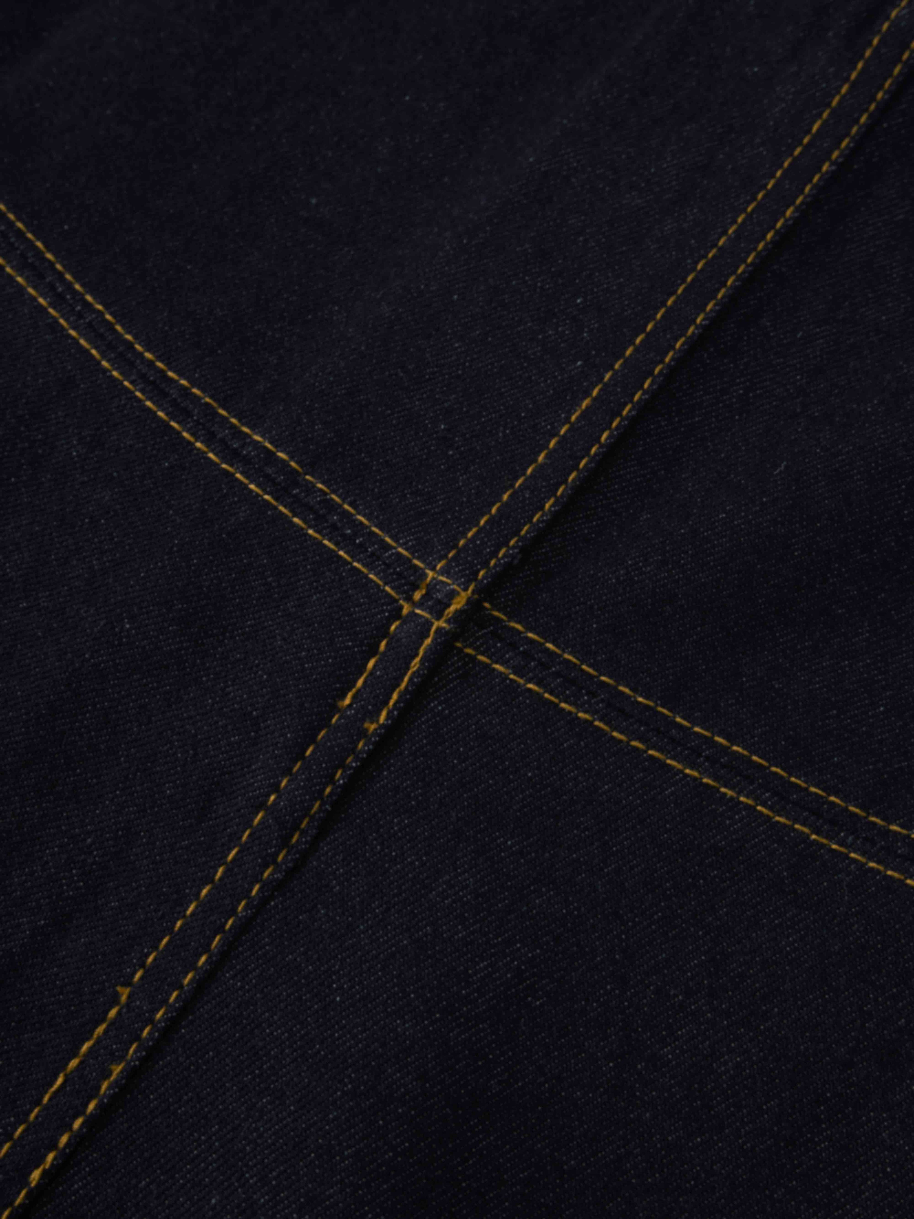 Border Stitched Yoke Denim Skirt-Blue