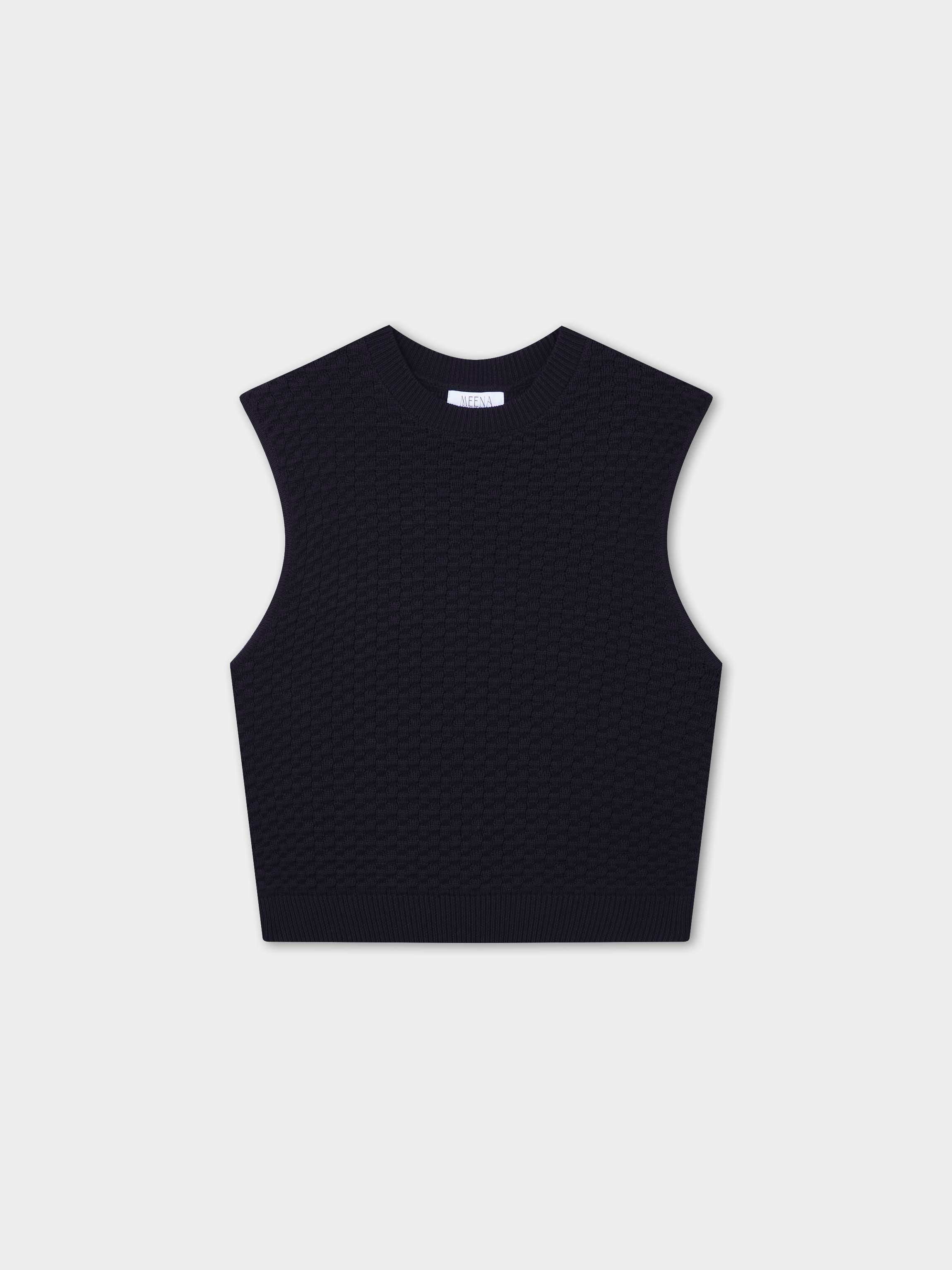 Box Weave Vest-Black